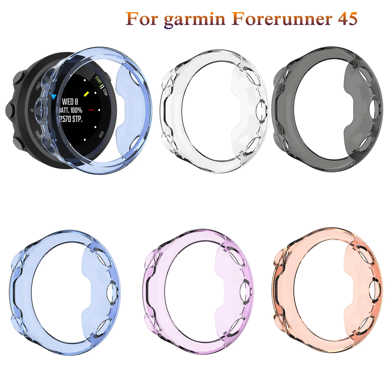 TPU Case Clear Protective Film Guard For Garmin Forerunner 45 45S new fashion Watch Full Screen Protector Cover Wristband Bumper