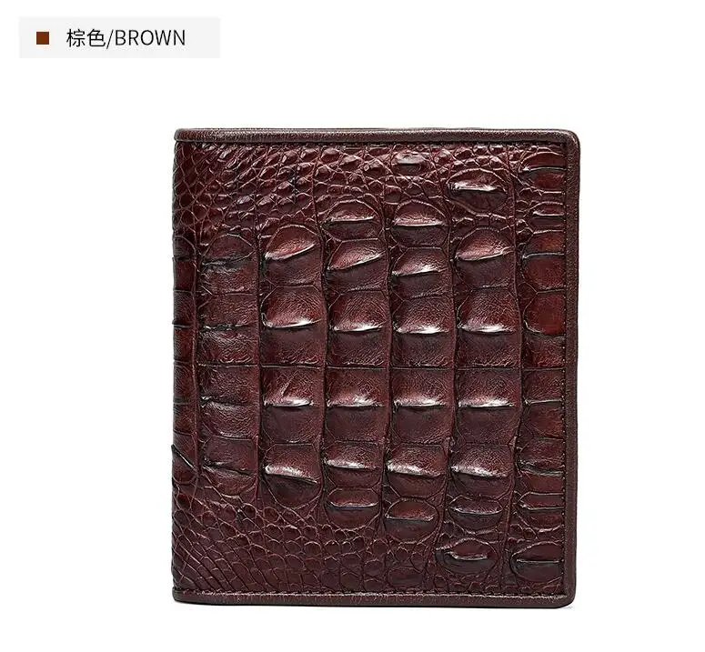 100% real genuine crocodile back skin short men wallet bank card holder case with genuine cow lining  allgator leather purse