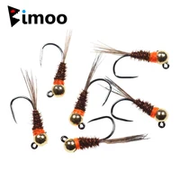 Bimoo 6 uds plantilla de tungsteno Ninfa marrón Euro Perdigon Ninfa mosca húmeda competición pesca ninfas españolas trucha Grayling mosca de pez blanco