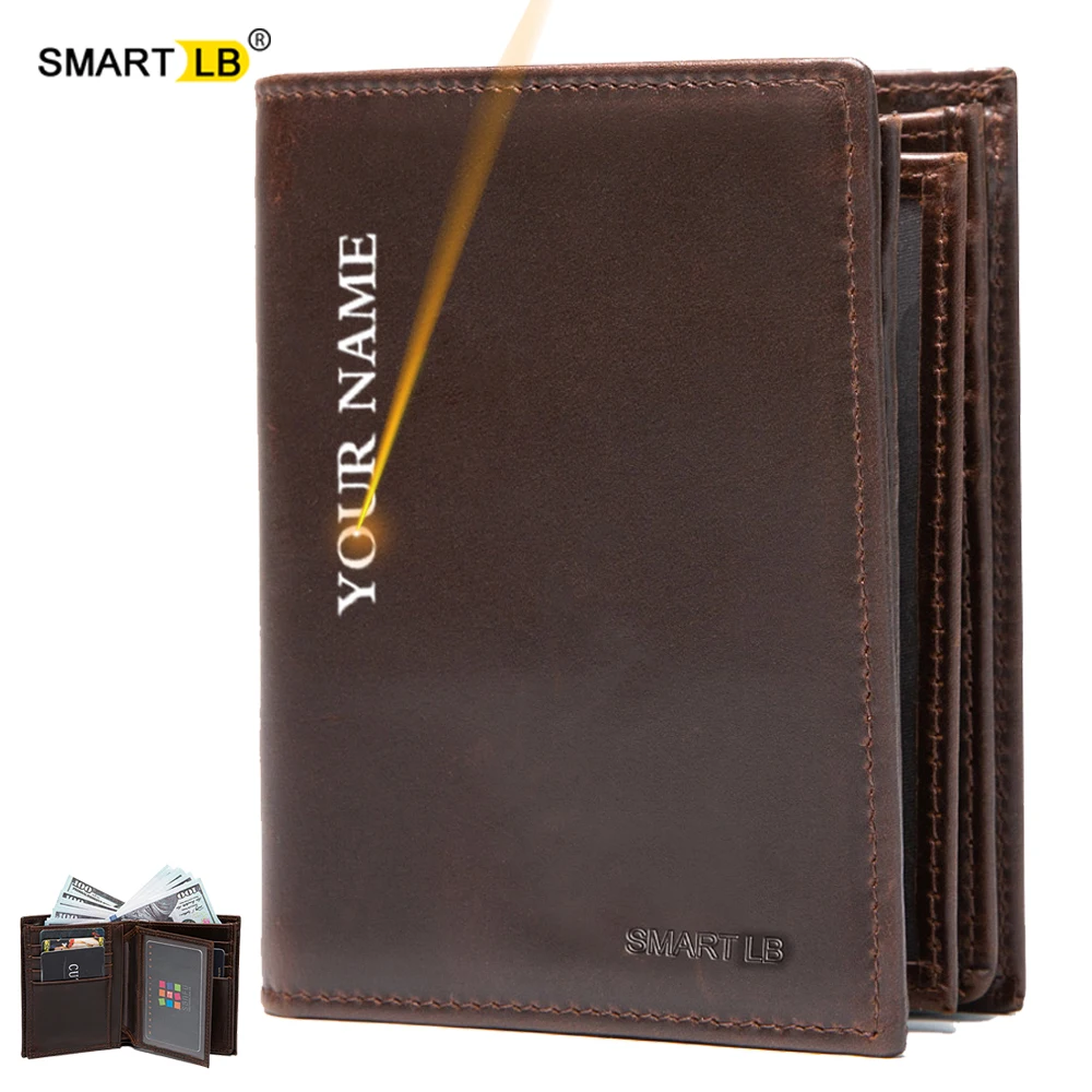 

Smart LB Genuine Leather Men Wallet High capacity card holder Wallets Gifts For Dad Free engraving