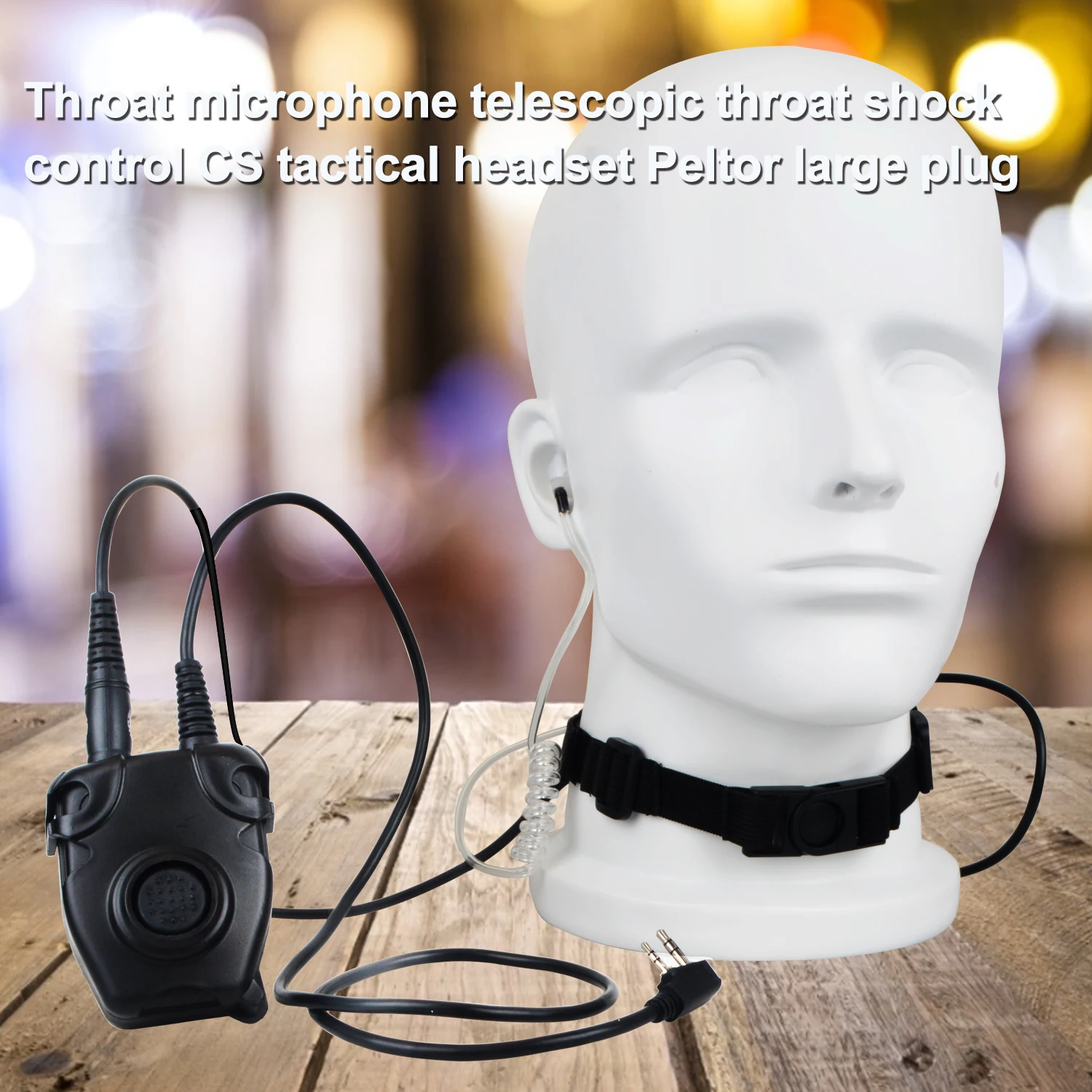 CS Tactical Throat Mic Air Tube Headset K-Plug PTT for Two Way Radio Tactical Headset with Soft Air Acoustic Tube Earphone