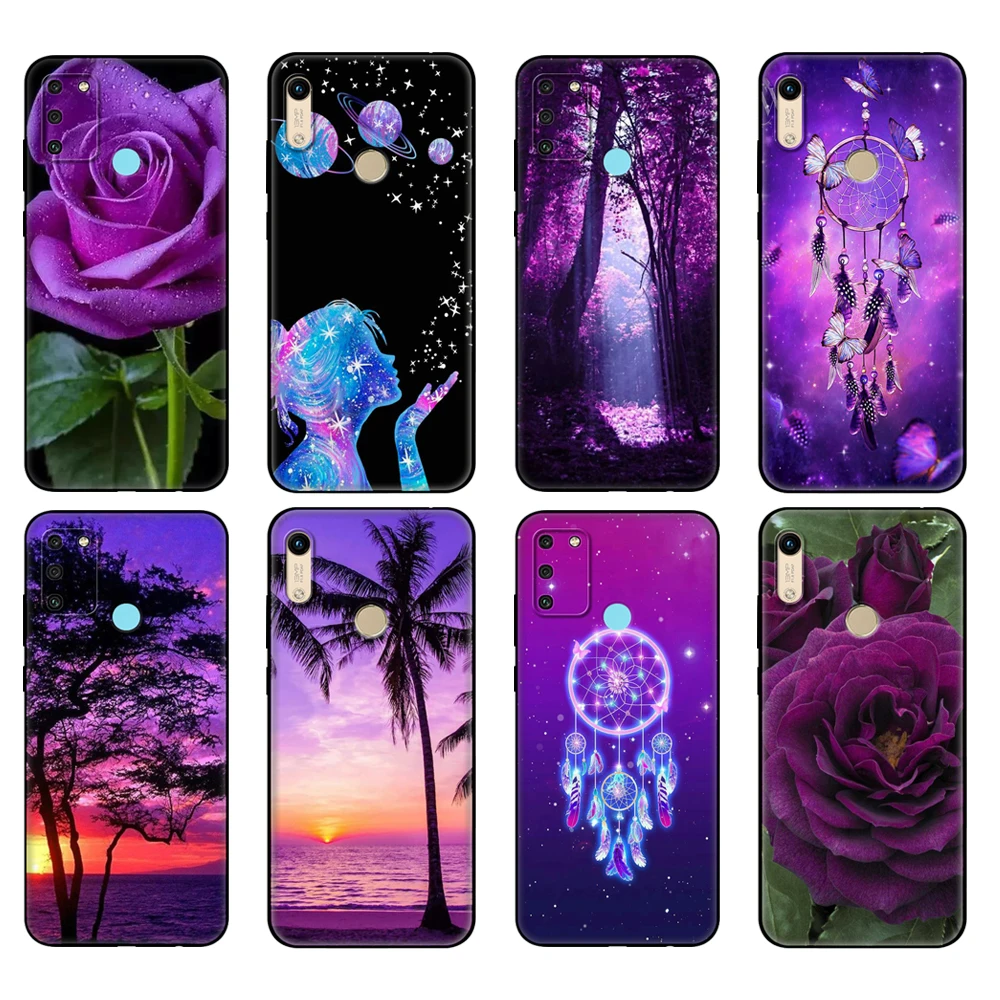 Black tpu Case For Huawei Honor 8a Prime 8s Prime 9 Lite honor 9A 9C 9X Premium 9x Pro 9S Case Cover Infinity on Purple