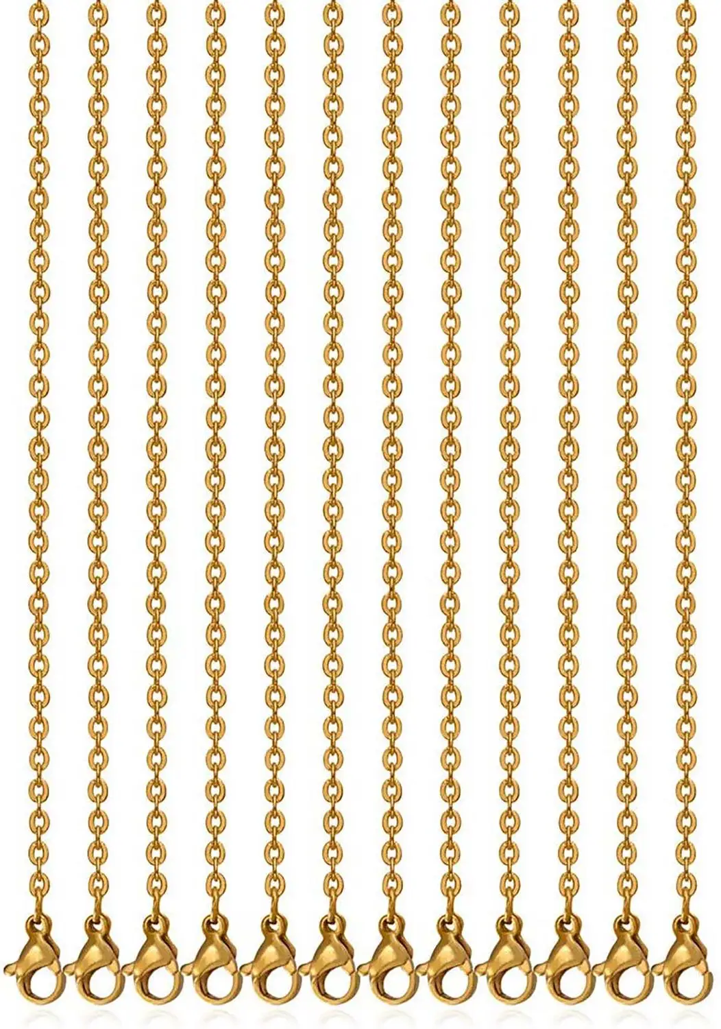 Toptan 12 adet altın rengi paslanmaz çelik O tarzı kablo zincir kolye bağlantı zincirleri takı yapımı için toplu 18- 30 inç