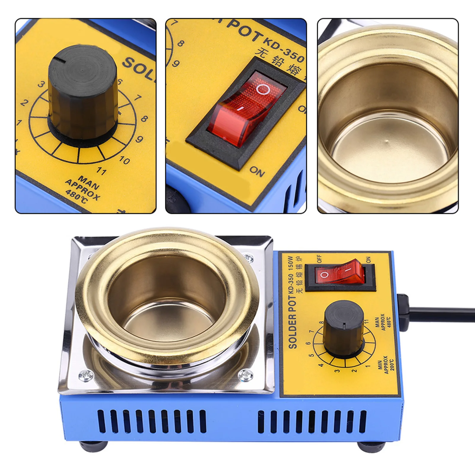 110V 150W Soldering Desoldering Bath Plate 50mm Adjustable Electric Solder Bathfree Solder Pot (US Plug)