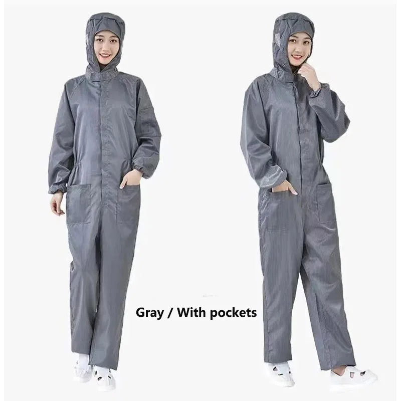 Mono de una pieza antiestático a prueba de polvo, ropa de trabajo limpia con capucha para sala limpia, ropa de pintura, monos protectores Unisex