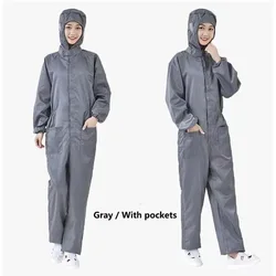 Dust-proof Anti-static One-piece Coverall Clean Work Clothes Hooded Cleanroom Garments Paint Clothing Unisex Protective overalls