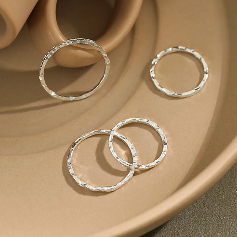 F.I.N.S Korean Simple Irregular Slim Ring Female Concave Finger Fine Rings for Women S925 Sterling Silver Stackable Ring