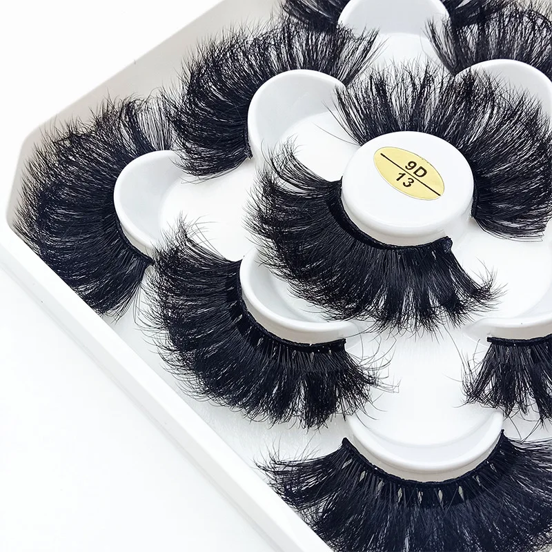 5 Pairs 25 mm 3d Mink Lashes Bulk Faux with Custom Box Wispy Natural Mink Lashes Pack Short Wholesales Natural False Eyelashes