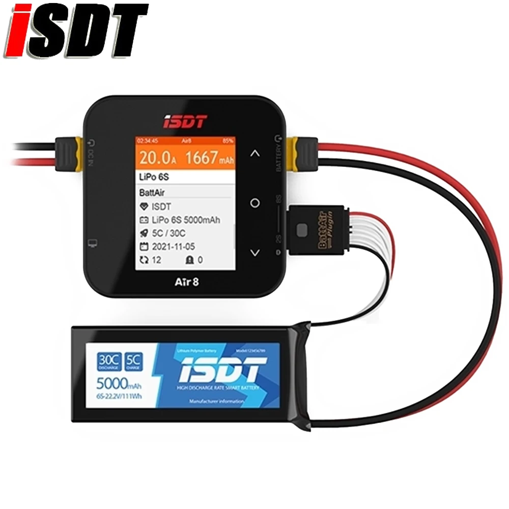 ISDT Air 8 DC 500W 20A Smart Battery Charger/Discharge Compatible BattAiR Plugin App Control For RC LiFe Lilon Lipo LiHv NiMH