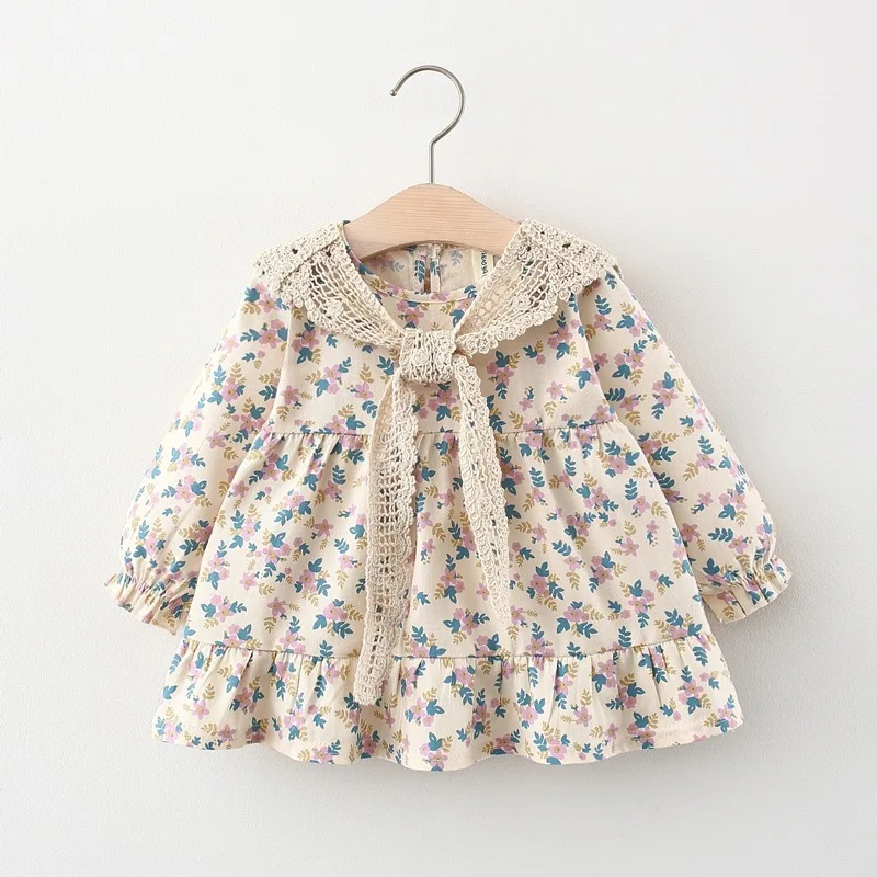 2024 Spring newborn baby girl clothes floral long sleeve dress for toddler girl baby clothing outfits casual loose dresses dress