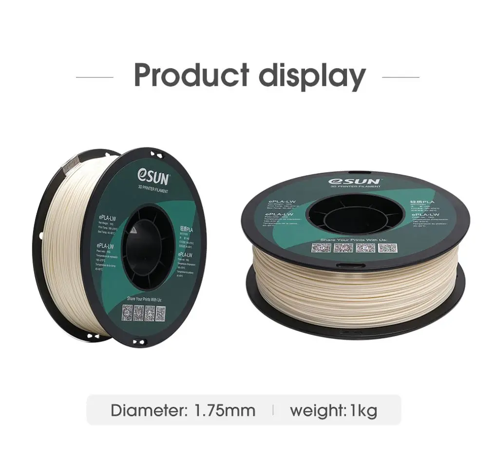 ESUN PLA-LW 3D Printer Filament 1.75mm 1KG 2.2LBS 3D Printing Filament Light Weight Foam Material for 3D Printer Aircraft - view 6