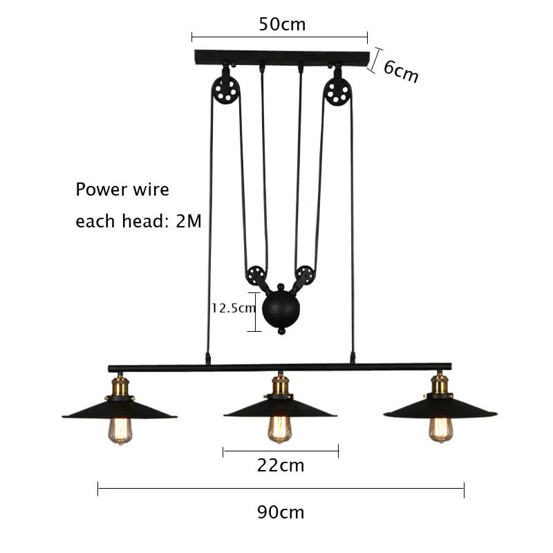 Lampe Suspendue en Fer Rétro à 3 Têtes, Lustre Vintage pour Salon, Salle à Manger, Restaurant, Bar, Bureau, 73Light, Droplight