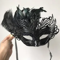 H3317 Venice Carnival Eye Mask Women Ball Party Bar Masquerade Golden Beautiful Masks Girl Princess Black Feather Accessories