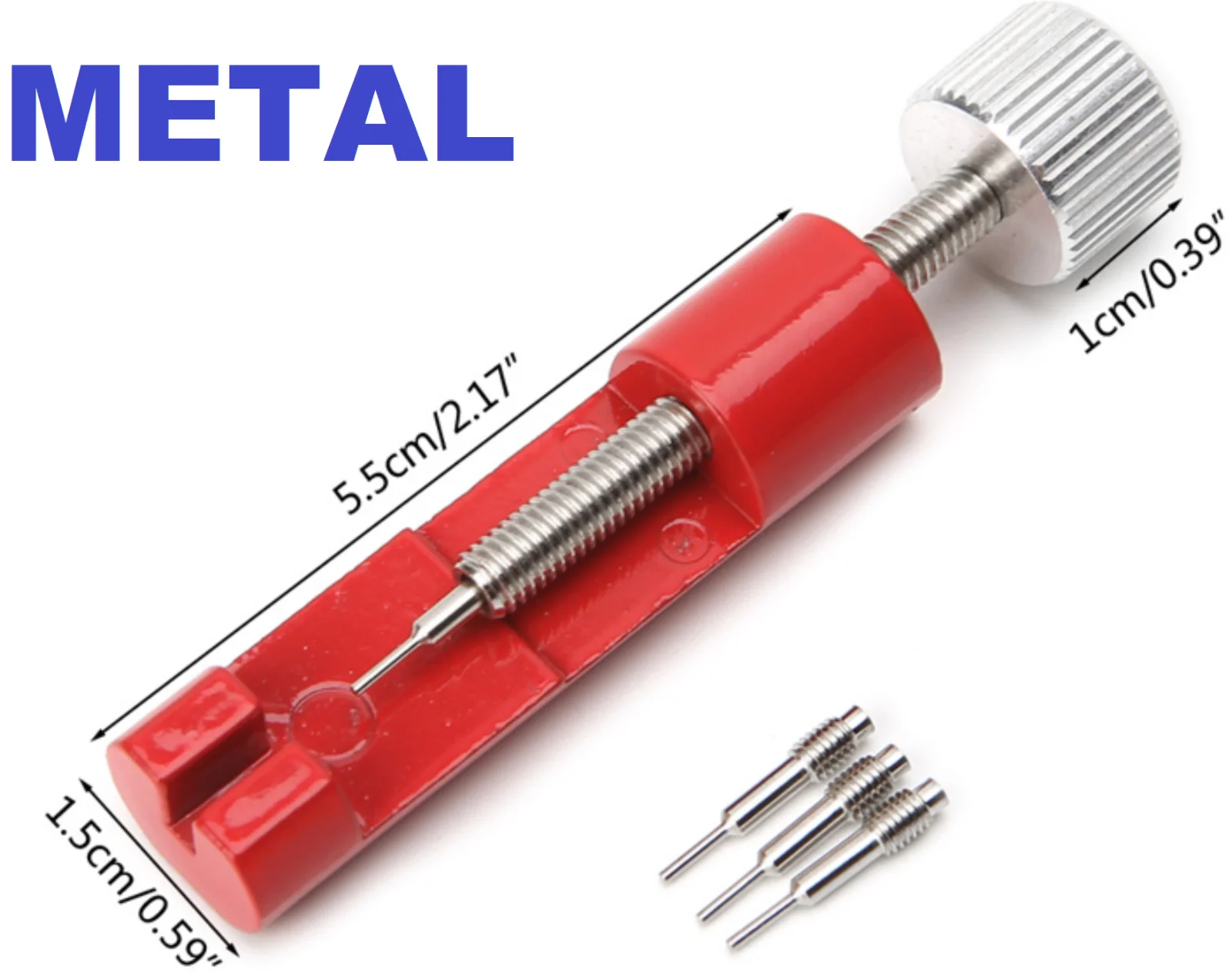 Red Metal Adjuster Watch Band Strap Bracelet Link Pins Remover Repair Tools Kit Red