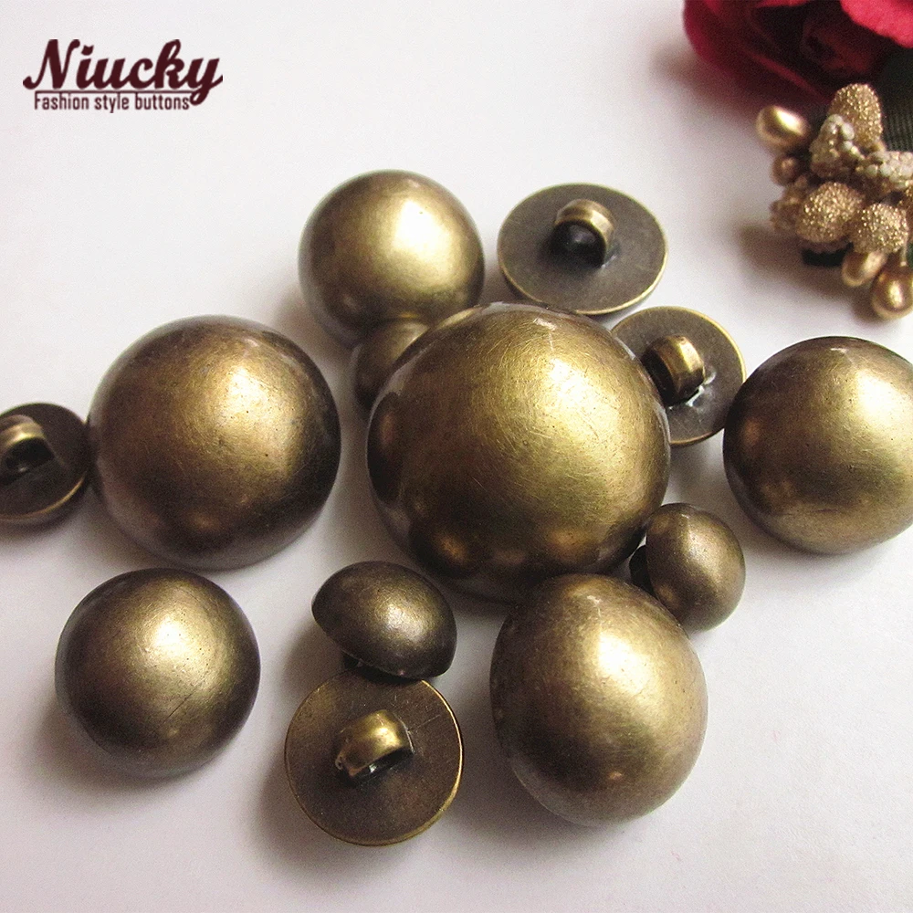 Niucky 10mm-15mm Shank Bronze Mushroom Halfsphere Sewing Buttons for Basic Fashion Clothing Accessories P0301-037