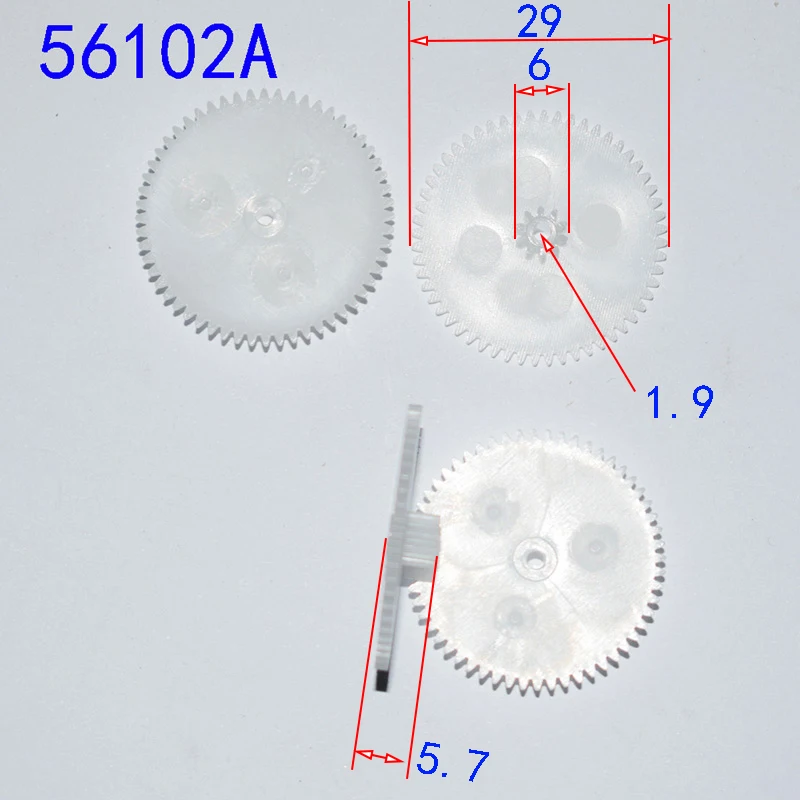 30 pçs 56 + 10t 0.5m 2mm buraco plástico engrenagem dron rc carro avião robô crianças brinquedos para meninos diy acessórios do bebê montessori gp56102a/b