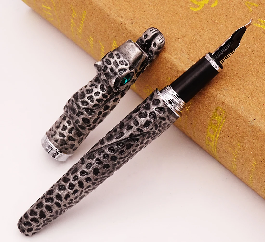 

Luxury Jinhao Full Metal Gray Fountain Pen Calligraphy Bent Nib Panther Exquisite Advanced Writing Gift Pen for Business Office