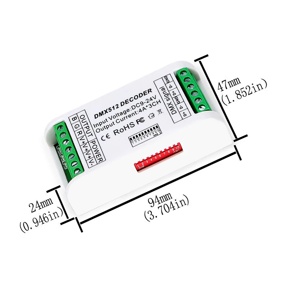 NEW LED Strip Controller  DMX 512 Decoder RGB 3CH RGBW 4CH Controller Console Use Decorated Lighting Home Lights Dimmer 12V-24V