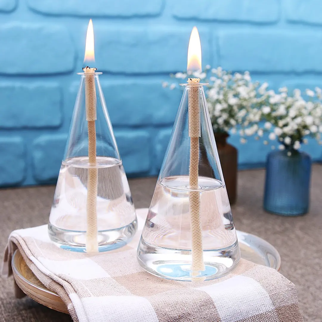 

Romantic Glass Oil Lamp Dining Table Decor Cone Glass Accessory Pyramid Kerosene Lamp Birthday Party Ideas