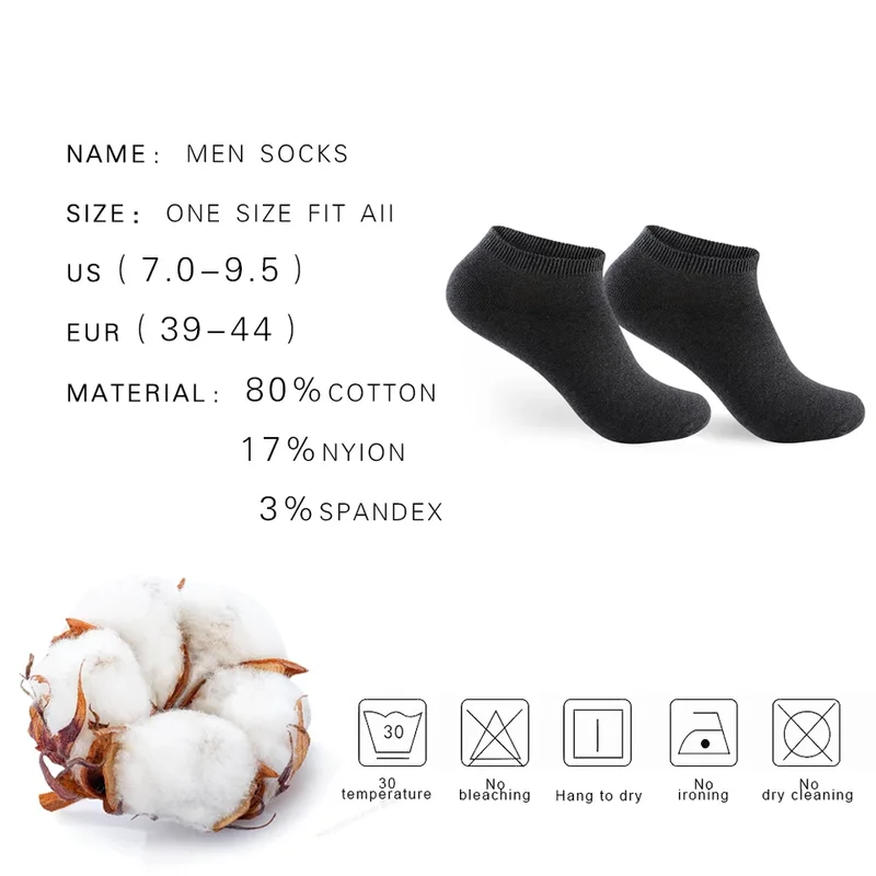 10 Pairs Men Summe Breathable Thin Short Socks Deodorant 100% Cotton High Quality Sports No Show Black Ankle Socks For Man