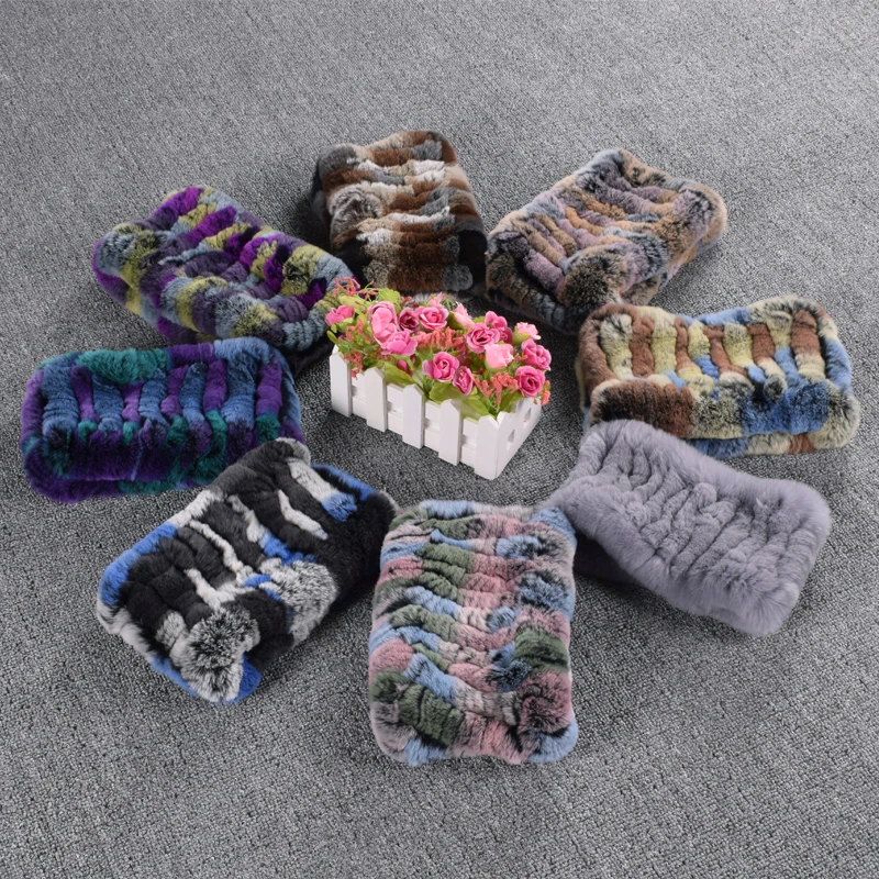 ウサギの毛皮のヘッドバンド,暖かい冬のスカーフ,ストライプ,柔らかく弾力性のある,女性のためのファッショナブルなヘッドバンド