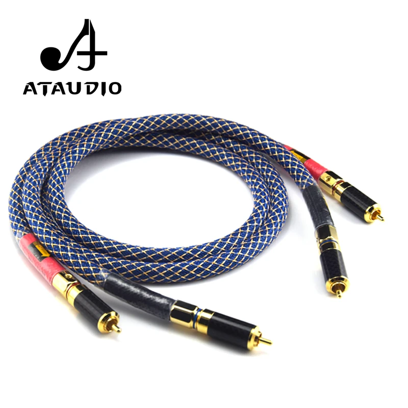 

ATAUDIO одна пара ортофон 8N OFC Hifi RCA кабель чистая медь intecconnect аудио кабель с разъемами RCA из углеродного волокна
