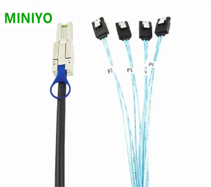 High Quality Mini SAS SFF-8088 to 4 sata 3 6gbps HDD External Multilane SAS Server Cable 1M-2M