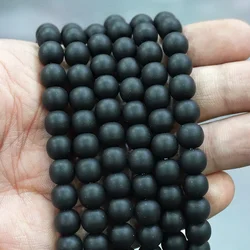 Black Frosted Matte Round Loose Beads Diy Bracelet Charms Beads Natural Stone for Jewelry Making 4 6 8 10 12 14MM 15