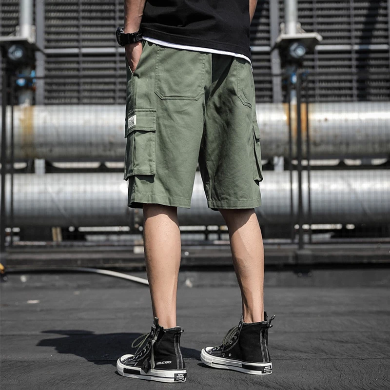 KAGAYD - Pantalón Elástico Para Hombre, Verano De Jean Y Niño, Pantalón De Carga Para Hombre, 3/4, Elástico, Holgado, Trabajo Vaquero, Bermudas, Pantalones De Trabajo Para Hombre, Jogging Negro