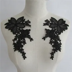 Fashion style Embroidery Black Applique Lace Collar Sewing Lace Fabric DIY Neckline Dresses Accessories A pair of sale YL258