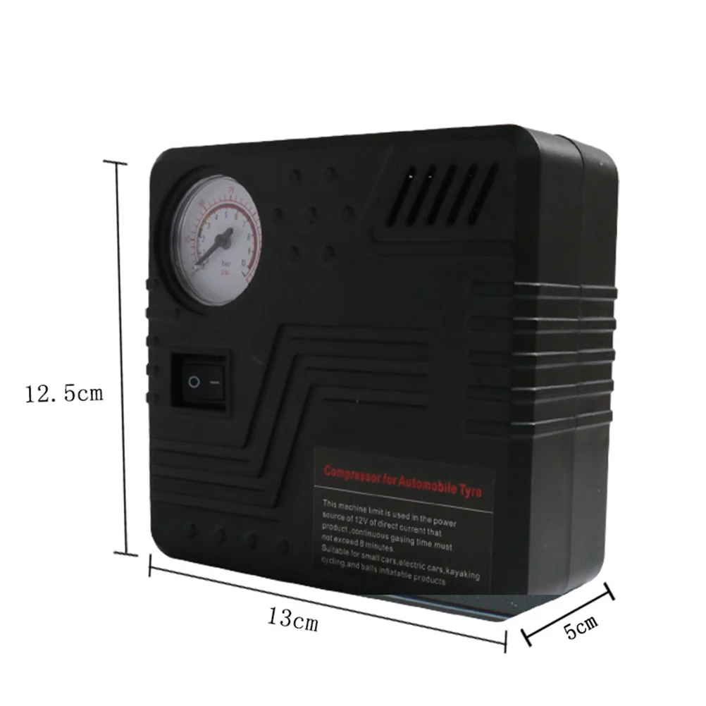 DC 12V 19 Cylinders 120W Air Compressor Pump Portable Electric Tire Inflator with Pressure Gauge (Black)