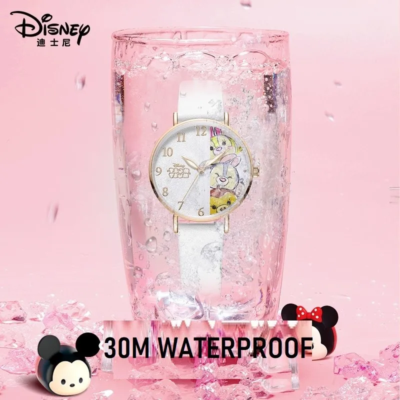 Disney Original Women Casual Quartz Wristwatch TsumTsum Cartoon Graffiti Dial Lovely Girl Youth Teenager Student Kid Party Clock