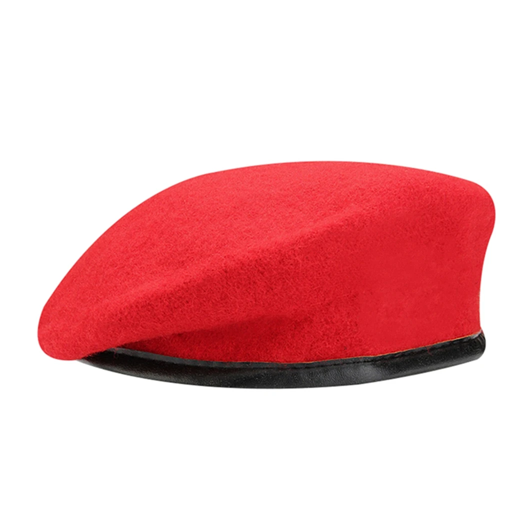 OVTRB British Military Berets with Leather Sweatband Adjustable Mens Army Wool Beret Party Hat