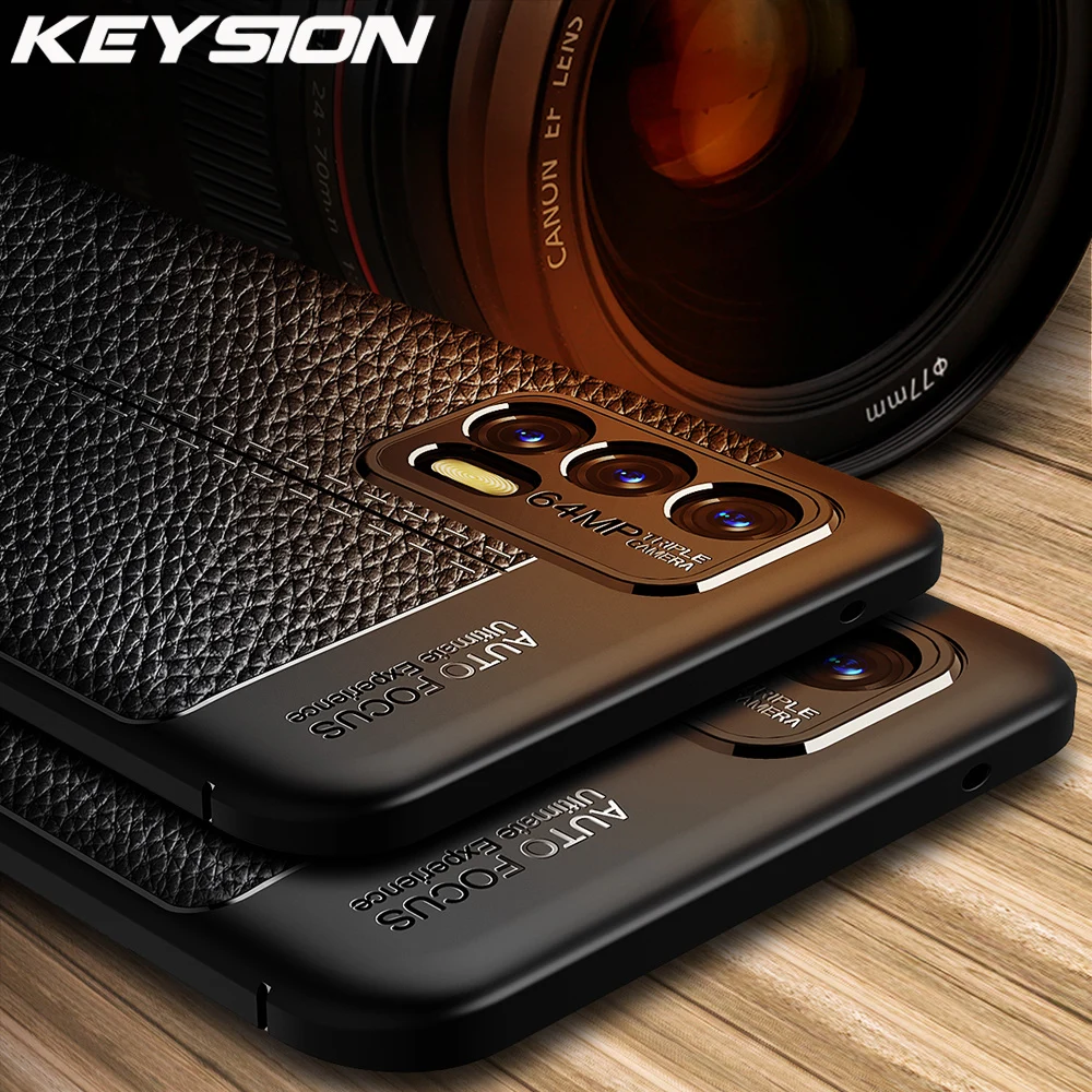 KEYSION Shockproof Case for Realme GT GT Neo Leather texture soft silicone Phone back cover for OPPO Realme GT 5G