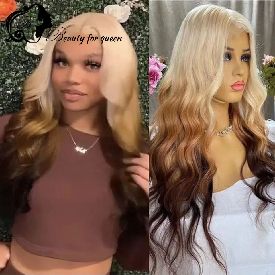 Perruque Lace Front Wig 613 naturelle brésilienne, cheveux humains, 13x4, transparente HD, pre-plucked, pour femmes, 150%