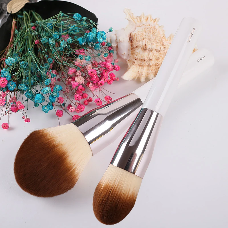 2pcs/set Big size Powder Brush + Foundation Makeup brushes Powder contour Make up brush Beauty Tools Cosmetics white handle