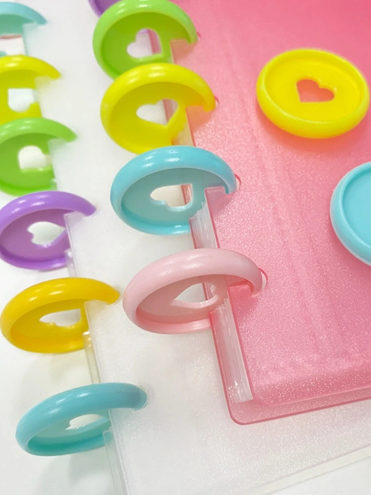 50/100 قطعة متنوعة القلب أقراص ديسبنت DIY بها بنفسك مخطط دفتر ملزمة 24/28/32 مللي متر دفتر ملزمة اكسسوارات LF19-308