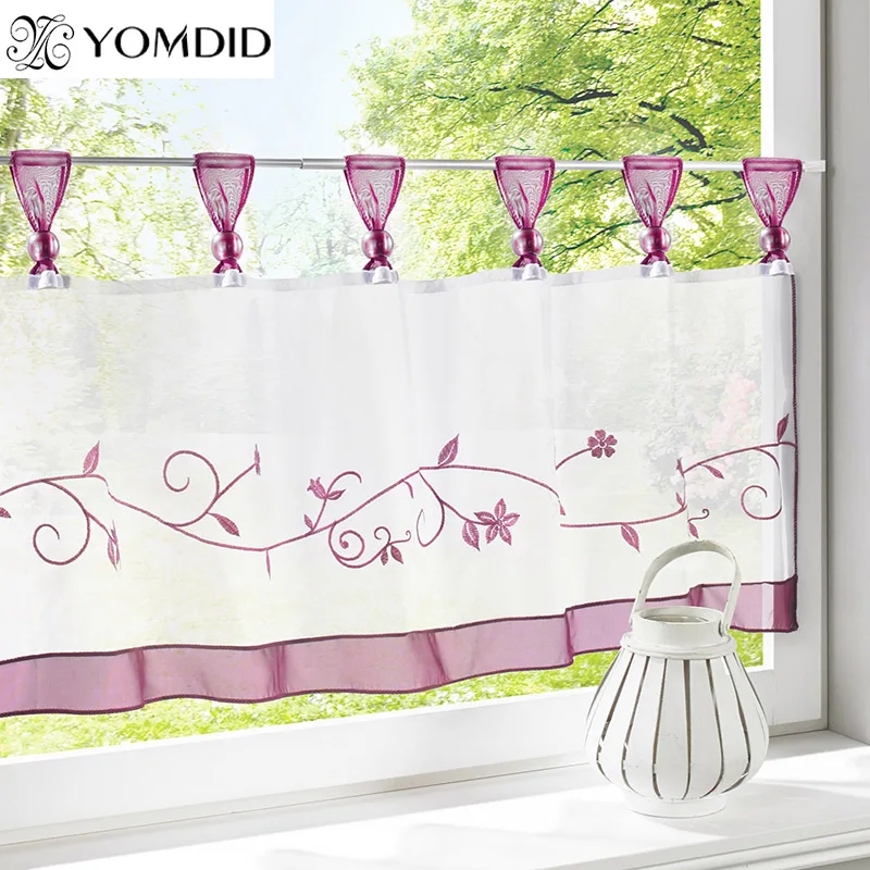 New arrival curtains table top Embroidery kitchen Half-curtain roman coffee tulle window decoration short curtains For Kitchen