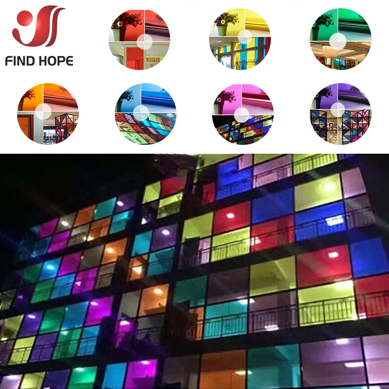 7-teiliges Set 20cm X 30CM Transparente Fensterfolie Farbige Sonnenschutzfolie Selbstklebende Buntglas-Dekorfolie Vinyl DIY – Detail 1