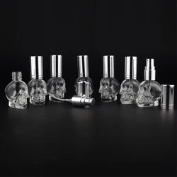 1pcs 8ML 7Colors Mini Travel Unique PersonalitY Skull Shape Empty Glass Perfume Bottle Small Sample Portable Parfume Bottles