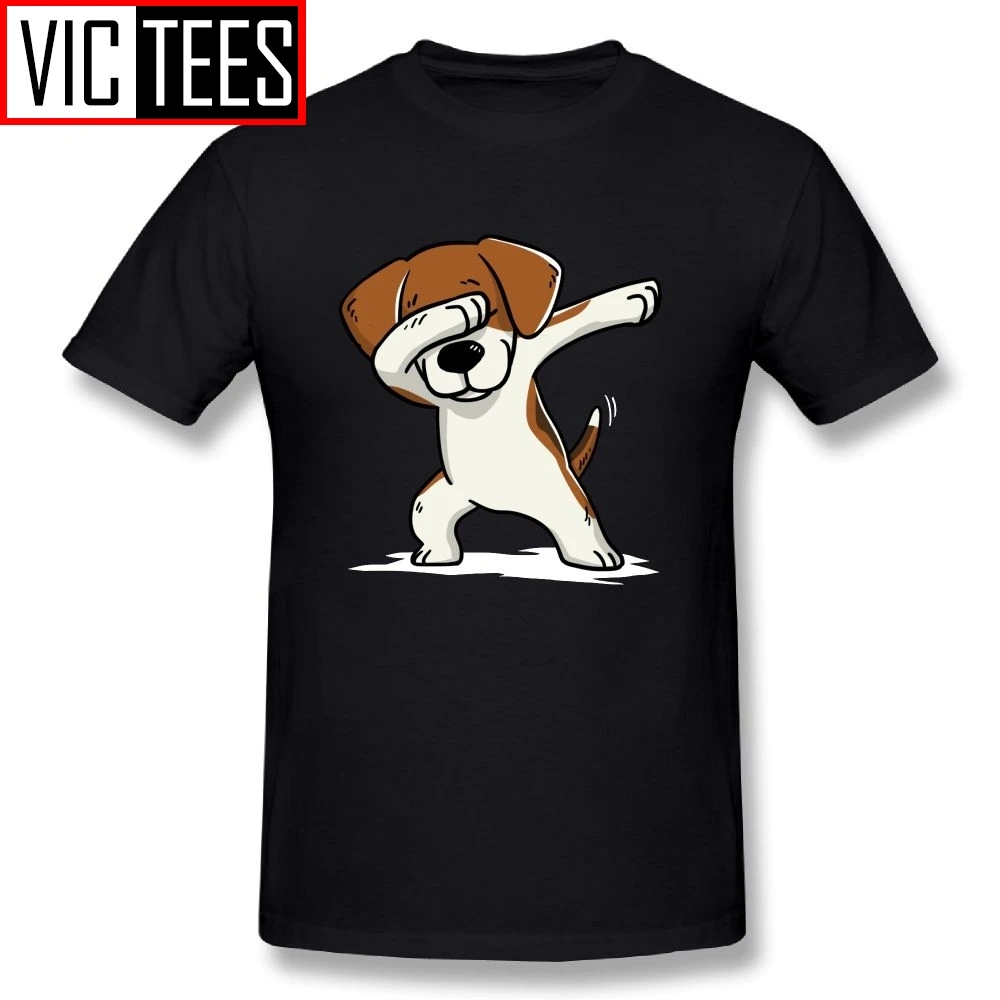 Men's Dabbing Beagle Funny Beagle Dog Fashion T-Shirts Cotton T Shirts Comic Tee Shirt