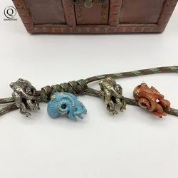 Brass Sea Animal Octopus Knife Bead Vintage Keychain Pendants Outdoor EDC Umbrella Rope Hanging Trinket DIY Paracord Accessories