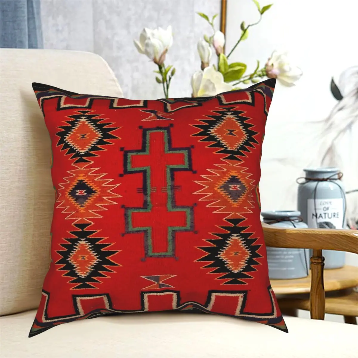 1890 NAVAJO SADDLE BLANKET Square Pillowcase Polyester Creative Decorative Pillow Case for Bed Cushion Cover Wholesale 18