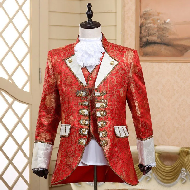 

Luxury Embroidery Tuxede Suit Men Nightclub 3 Pcs Suit (Jacket+Vest+Pants) Stage Prom Wedding Groom Singer Costume Performance