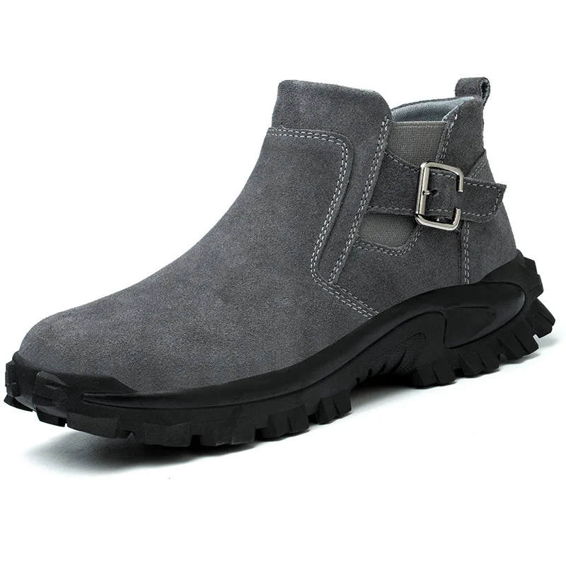 Zapatos de seguridad para hombre, botas de trabajo con punta de acero, indestructibles, antideslizantes, a prueba de perforaciones, antigolpes