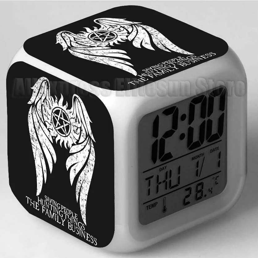 Supernatural LED Alarm Clock Dean Winchester Clocks Reloj Despertador Digital Watch 7 Color Flash Reveil Toys