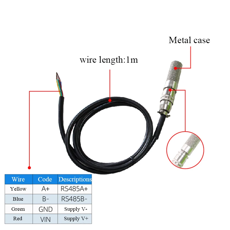 อุณหภูมิและความชื้นเครื่องส่งสัญญาณ SENSOR RS485 9600bps n.8.1 -30 ~ 80'C 0-100% RH สัญญาณจับโลหะมีวงเล็บ