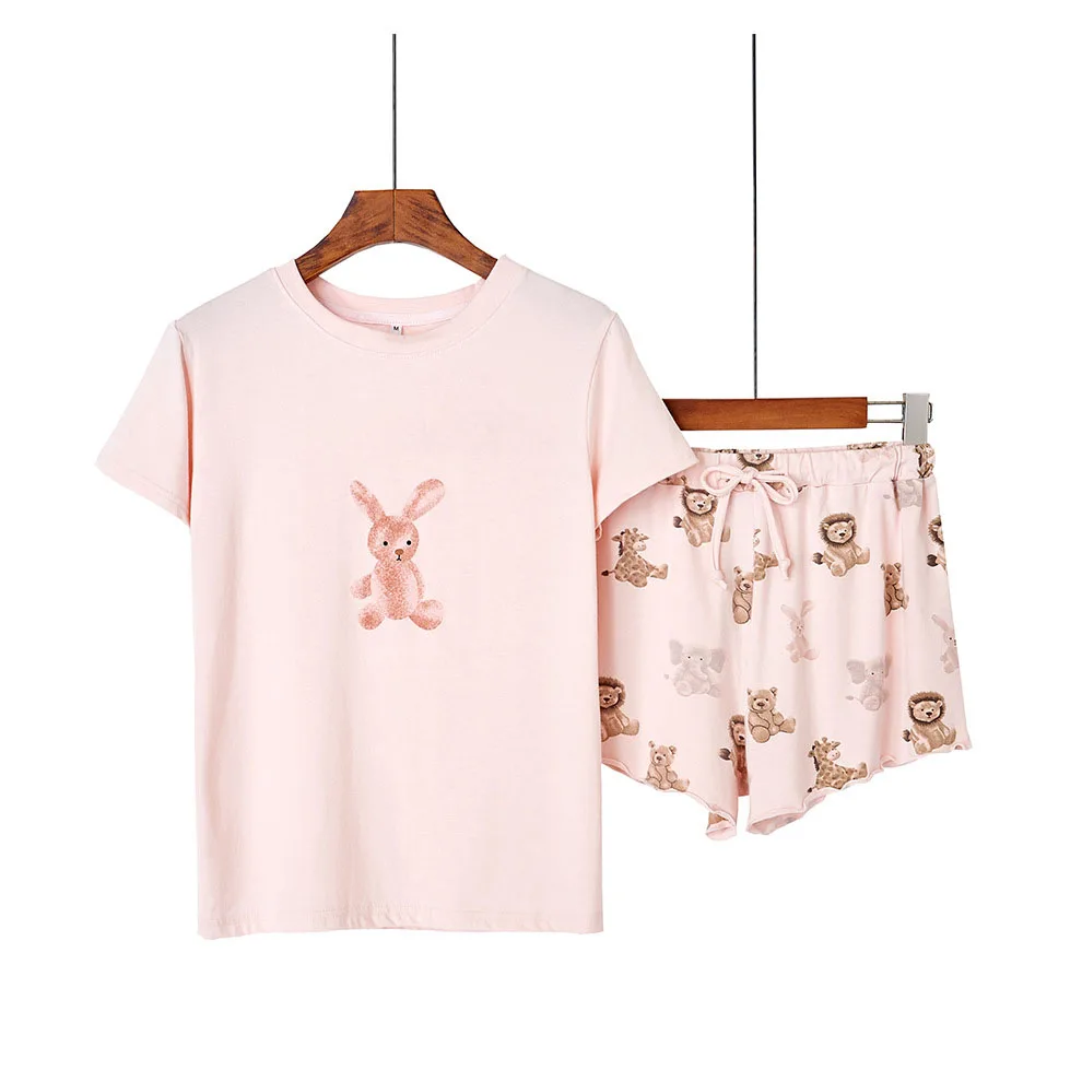 Cute Cartoon 2PCS Pajamas Set Casual Modal Long Sleeve Nightwear Women Sleepwear Loose Pyjamas Intimate Lingerie Soft Homewear