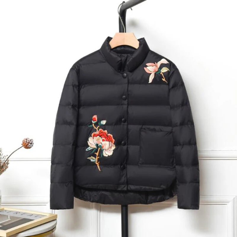 

SEDUTMO Winter Fashion Duck Down Jackets Women Oversize Embroidery Coat Short Casual Puffer Jacket Autumn Parkas ED1198