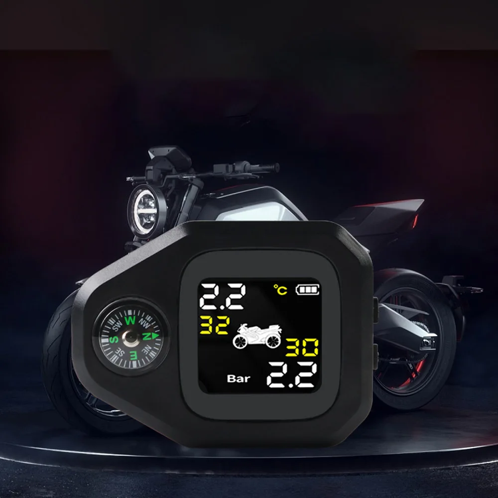 

Motorcycle Tire Pressure Monitor Electric Motorcycle Wireless High-precision Motorbike Tire Pressure Detector with Compass TPMS